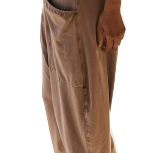 Custom Women's Solid <b>Brown</b> 100% Cotton Sleeveless V-Neck Jumpsuit With Side Pockets Loose Fit Full Length Summer Wear Tracksuit - Product Image 3