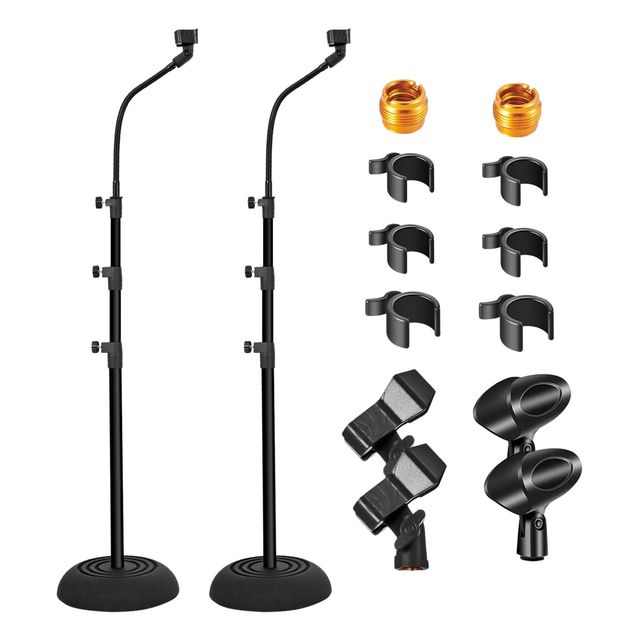 Heavy-Duty Detachable Gooseneck Microphone Stand MS RBP 3T GSE 2pcs Floor-Height Adjustable Mic Stands for Studio Stage Singing
