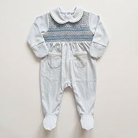 Barboteuse Smockée Violette pour Bébé Fille en Coton Premium à Manches Longues avec Pieds Intégrés, Conception Personnalisée Faite Main