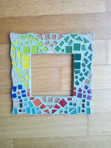 Wall <b>Mounted</b> Resin Mosaic Photo <b>Frame</b> Teal Blue Shard Pattern Handmade Picture <b>Frame</b> Room Decor Rectangle Portrait Hanging <b>Frame</b> - Product Image 3
