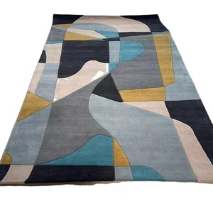 Alfombra de área de diseño abstracto multicolor contemporáneo | Alfombra de sala de estar de forma orgánica - Product Image 1