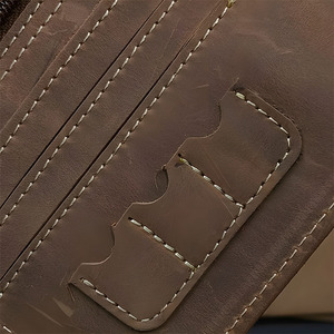Portefeuille long vintage en cuir Crazy Horse pour homme, organiseur de voyage, pochette fine pour passeport, couverture pour chéquier avec poche à monnaie et emplacement pour carte SIM - Product Image 4
