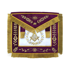 Tablier de Franc-Maçon Personnalisé en Velours Violet avec Broderie Dorée, Étiquette Privée OEM, Produits Maçonniques - Product Image 1