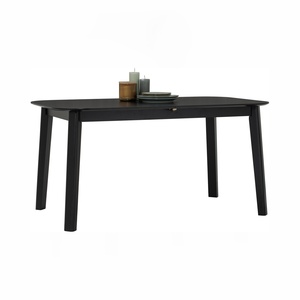 Modern Black <b>Round</b>-to-Oval Extension <b>Table</b> Durable MDF <b>Wood</b> Finish and <b>Solid</b> <b>Wood</b> Legs Space Saving <b>Dining</b> for Apartment - Product Image 5
