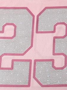 2026 Trendy Streetwear Pink Rhinestone American Football Jersey Women Mesh V Neck Breathable Polyester <b>Crystal</b> Number Sports Top - Product Image 3