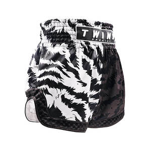 Nouveaux shorts de boxe Muay Thai pour hommes, imprimé noir et blanc, polyester à séchage rapide, vêtements d'arts martiaux légers et respirants - Product Image 2