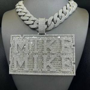 Collar con Colgante de Nombre Personalizado con Moissanita VVS, Estilo Hip Hop, con Incrustaciones de Diamantes de Moissanita, Colgante con Inicial en Letra 3D - Product Image 4