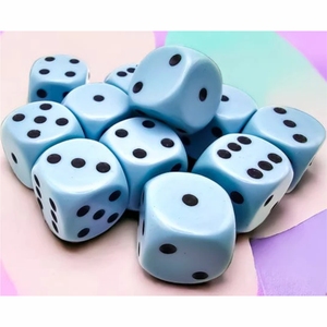 Vente en gros de dés en acrylique bleu pastel personnalisés, ensemble de dés D6 standard de 16 mm, dés de jeu à coins arrondis pour jeux de société, accessoires de table - Product Image 1