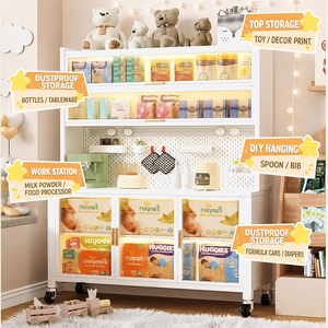 Armario de Cocina Metálico Resistente, Gran Capacidad, Múltiples Compartimentos, Alacena con Organizador de Panel Perforado, Ahorro de Espacio - Product Image 2
