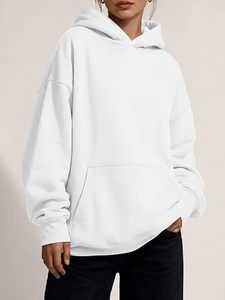 Sudadera con Capucha Blanca Extra Grande, de Algodón y Felpa, Manga Larga, con Bolsillo, Estilo Casual para Otoño - Product Image 2