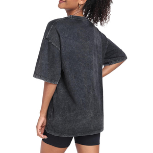 T-shirts amples unis pour femmes, en tissu de haute qualité, à épaules tombantes, coupe décontractée, style streetwear, basiques - Product Image 5