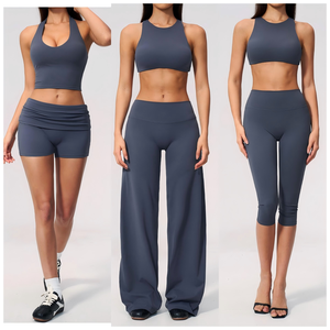 Ensemble de 5 pièces pour femme : Débardeur court, Pantalon large, Legging Capri, Short de sport, Tenue de sport, Yoga et Entraînement - Product Image 4
