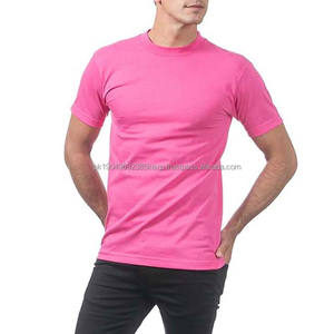 T-shirts à manches courtes en coton lourd pour hommes, col rond, couleur rose, coupe ajustée, qualité supérieure, respirant, streetwear, chemise pour hommes - Product Image 3