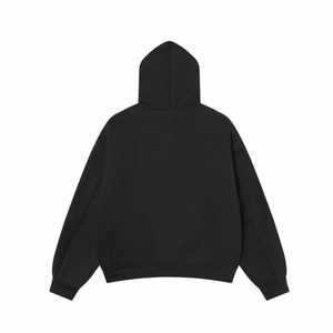 Sweat à capuche unisexe oversize en molleton de coton, coupe carrée courte, à carreaux, double couche, réversible, zippé, en flanelle - Product Image 3