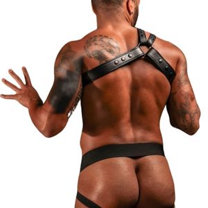 Arnés de Cuero Negro para Hombre, Correas Ajustables, Diseño Cruzado en la Espalda, Equipo de Bondage BDSM - Product Image 2