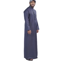 Abaya musulmane pour homme en coton marron de qualité supérieure, longueur cheville, respirante, cadeau de Ramadan avec poche poitrine