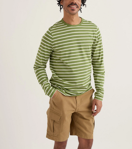 OEM Wholesale Direct Sale Custom Brand Logo 100% Premium Cotton 180 GSM Striped Men's Long Sleeve T-shirts O-Neck Regular Fit - Product Image 4