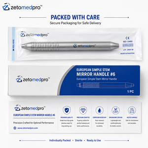 European Simple Stem Mirror Handle #6 Dental Mirror Handle Stainless Steel Zetomed Pro - Product Image 4