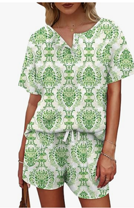 Women Casual Lounge Wear <b>Set</b> Summer Comfortable Two Piece Short Sleeve Outfit - Product Image 5