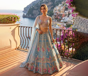 Best Selling Indian Designer High Quality Georgette Embroidery Lehenga Choli Dupatta Long Anarkali Gown Party Wedding Ladies - Product Image 1