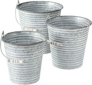 Cubo de Acero Galvanizado de Calidad Premium con Asa de Madera, Cubo Metálico Resistente a la Corrosión para Jardinería y Uso Doméstico - Product Image 6