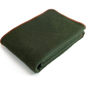 Couverture en laine mérinos vert olive artisanale de qualité supérieure, chaleur intemporelle douce, confort naturel, luxe, jeté d'hiver ignifuge - Product Image 1