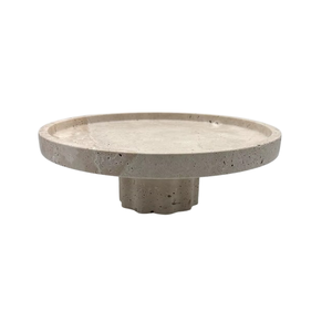 Travertine Natural Stone Handcraft Travertine Decoration Serving Tray Round Living Room Storage Tray <b>Marble</b> Cupcake <b>Stand</b> - Product Image 1