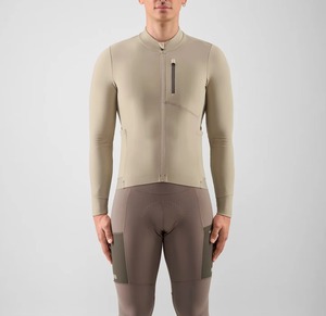 Maillot de cyclisme personnalisé beige à manches longues, fermeture éclair intégrale, ourlet en maille respirante, pour vélo de route, tenue d'équipe, vêtement de sport, uniforme - Product Image 3