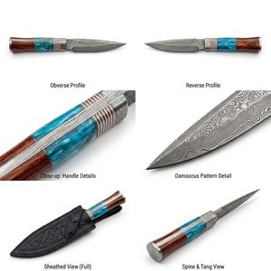 Couteau utilitaire à lame fixe en acier Damas de qualité industrielle, fabriqué sur mesure, avec manche en résine et bois composite, idéal pour le bricolage (DIY) et les commandes OEM. - Product Image 6