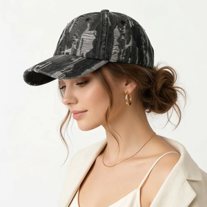 Gorra de béisbol de mezclilla desgastada estilo vintage - sombrero informal moderno con protección solar para las calles europeas y americanas - Product Image 4