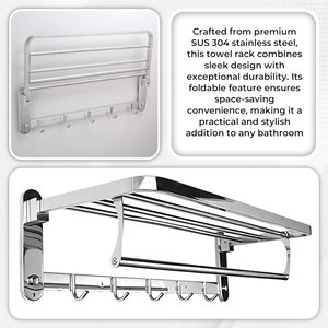 High Quality Premium Wall Mounted Towel Rack Stainless Steel <b>Bathroom</b> Towel Corrosion Free Resistant <b>Accessory</b> for <b>Bathroom</b> - Product Image 3