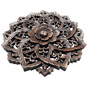 Sculpture artisanale en bois de Jatoba en forme de fleur de lotus, vente en gros |   Moradabad - Product Image 2