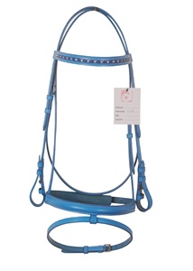 Bride de cheval en cuir avec double bandes de sourcils en cristal de qualité supérieure Brides de cheval en cuir d'équitation équestre - Product Image 4