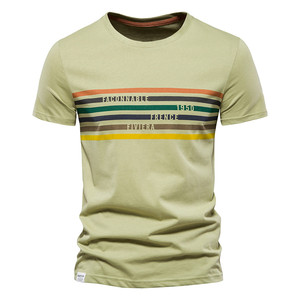 Men's <b>Black</b> Striped Cotton T-<b>Shirt</b> O-Neck Short Sleeve Casual Regular Fit Printed Design Breathable Jersey Fabric - Product Image 4