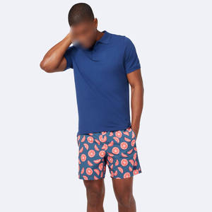 <b>Men's</b> Navy Blue Citrus Print Board Shorts Quick Dry Elastic Waist Casual Swim <b>Trunks</b> in best sale - Product Image 1