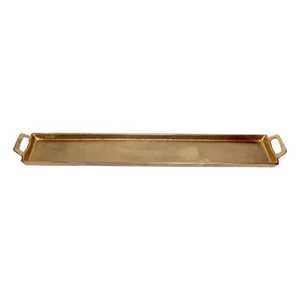 Modern Polished Brass Rectangular Serving <b>Tray</b> with Oval Handles Sleek Gold Metal Platter Minimalist Luxury Tableware <b>Tray</b> - Product Image 3