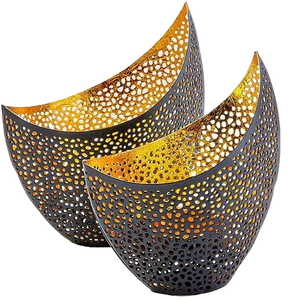 Wholesale Selling Durable Black metal <b>tea</b> <b>light</b> holders with a gold interior For Home Decor Metal Candle Holder for Christmas - Product Image 1