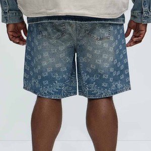 Men High Street Light Blue Wash Denim <b>Shorts</b> For Men Breathable Fabric Acid Wash Distressed <b>Stretch</b> Denim <b>Shorts</b> - Product Image 4