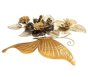 Gold Plated Butterfly Floral Wall <b>Art</b> Handmade Metal Decor Glam Style <b>Large</b> 33-40 Inch Home Decoration - Product Image 4