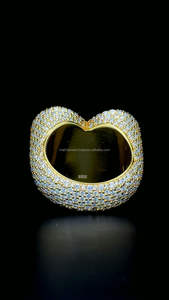 Hip Hop Style Coeur Forme De Luxe 925 En Argent Sterling Baguette Diamant Plein Glacé VVS Moissanite Anneau Pour Rappeur Bijoux - Product Image 6