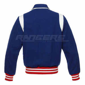 Chaquetas Varsity Azules de Alta Calidad, Chaquetas de Béisbol de Algodón y Felpa, Chaquetas Estilo Universitario con Logotipo Personalizado Bordado, Venta al Por Mayor - Product Image 2