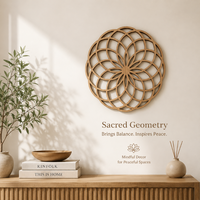 Décoration murale en bois géométrique en forme de lotus découpée au laser moderne pour salon, chambre à coucher, studio de yoga et salle de méditation |   Artisanat de qualité supérieure