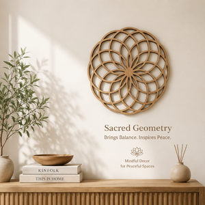 Moderna Decoración de Pared de Madera con Diseño Geométrico de Loto Cortado con Láser para Sala de Estar, Dormitorio, Estudio de Yoga y Sala de Meditación |   Hecho a Mano de Primera Calidad - Product Image 4