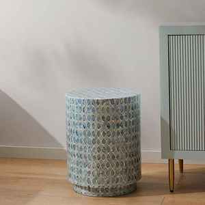 Moroccan Tile Design Shell Inlaid <b>Stools</b> Mother of Pearl Natural Shell Mosaic Nightstand For Home Interior Styling Design - Product Image 2
