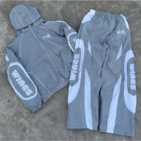 Ensemble de survêtement thermique personnalisé avec logo, veste coupe-vent, jogging en polyester, sweat à capuche et short pour homme