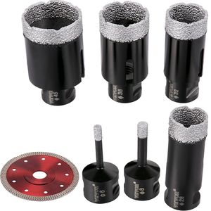 6 pezzi punte diamantate multiuso 6/8/28/32/38/45mm Kit sega a foro per piastrelle brasato sottovuoto 0,59 pollici di segmento per piastrelle di marmo - Product Image 1