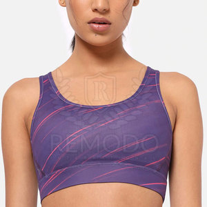 Fashion Custom Sublimated Women Sports <b>Bra</b> Durable Stretchable Nylon/Spandex Fiber Active Wear Top With U-Neck <b>Wide</b> <b>Straps</b> - Product Image 1