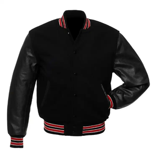 College Men's <b>Winter</b> Varsity <b>Jacket</b> with Geometric Patchwork Design Stand Collar 100% Wool <b>Waterproof</b> Wholesale - Product Image 2