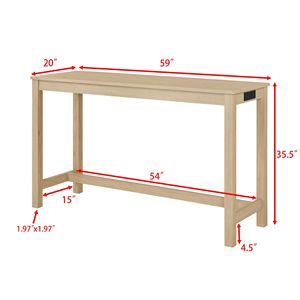 Table de bar avec barre de prises intégrée de 59 pouces et 3 tabourets rembourrés, ensemble de meubles de salon 4 pièces, table à manger et table de canapé - Product Image 2
