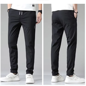 Ice Silk <b>Elastic</b> Casual Pants for Men's Summer Thin Work Trend Loose Straight Breathable Sweatpants Sports Pants Men's Trousers - Product Image 4